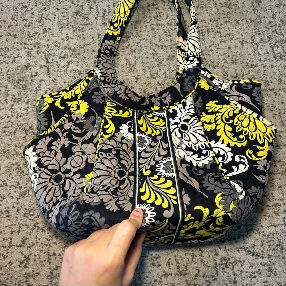 Vera Bradley Black & Yellow Baroque Hobo Shoulder Bag